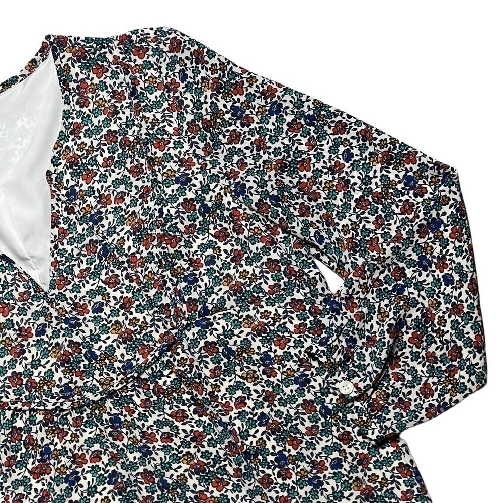 J. Crew Micro Floral V Neck Long Sleeve Mini Dress XS - Picture 4 of 9